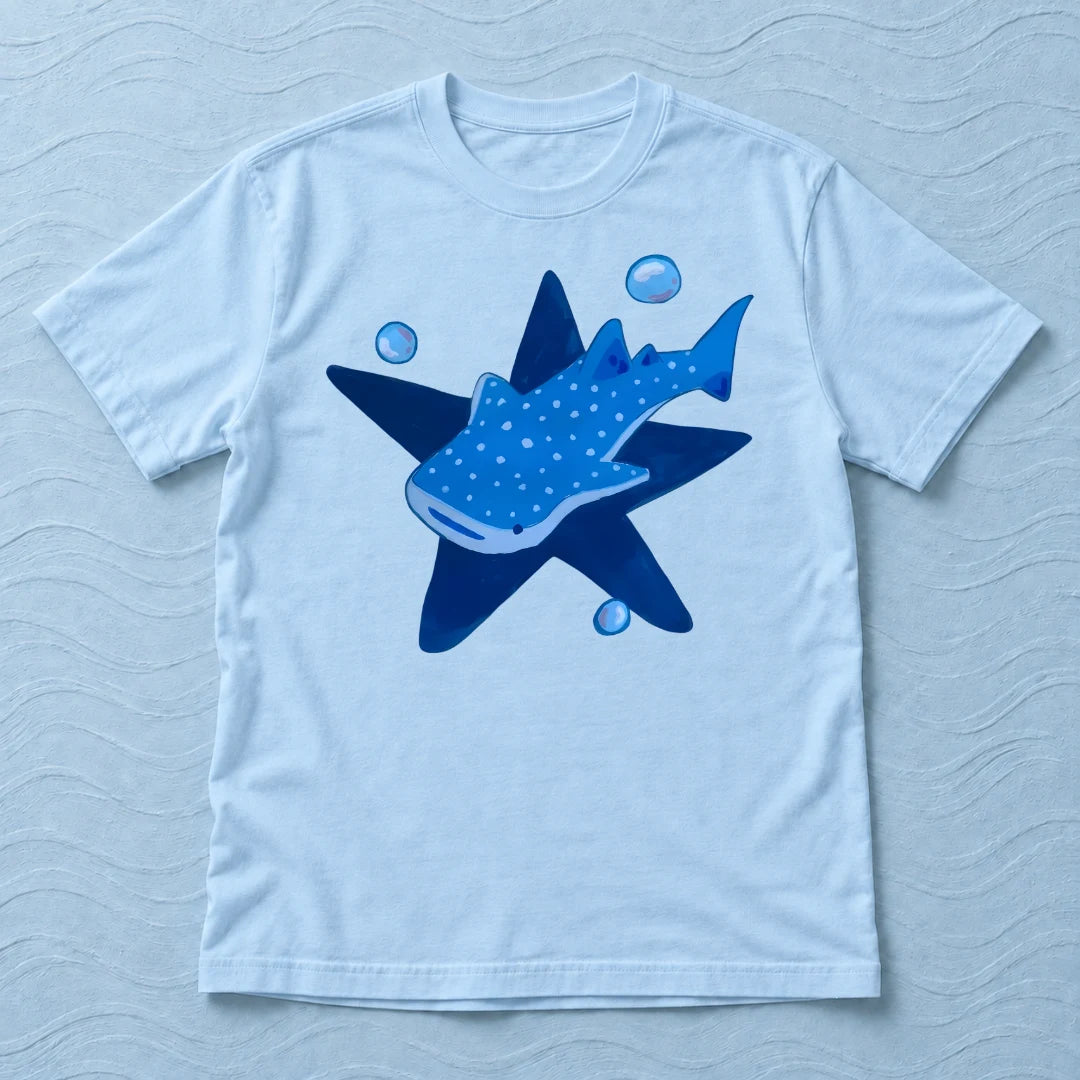 Camiseta Regular Tubarão-Baleia Azul Bebê 100% algodão — AquaShirt