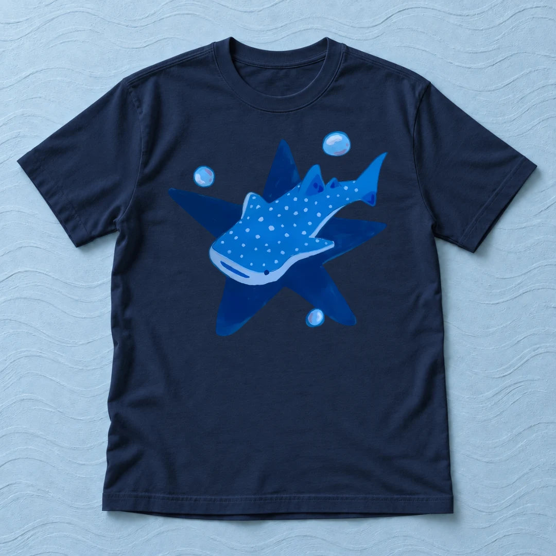 Camiseta Regular Tubarão-Baleia Azul Marinho 100% algodão — AquaShirt