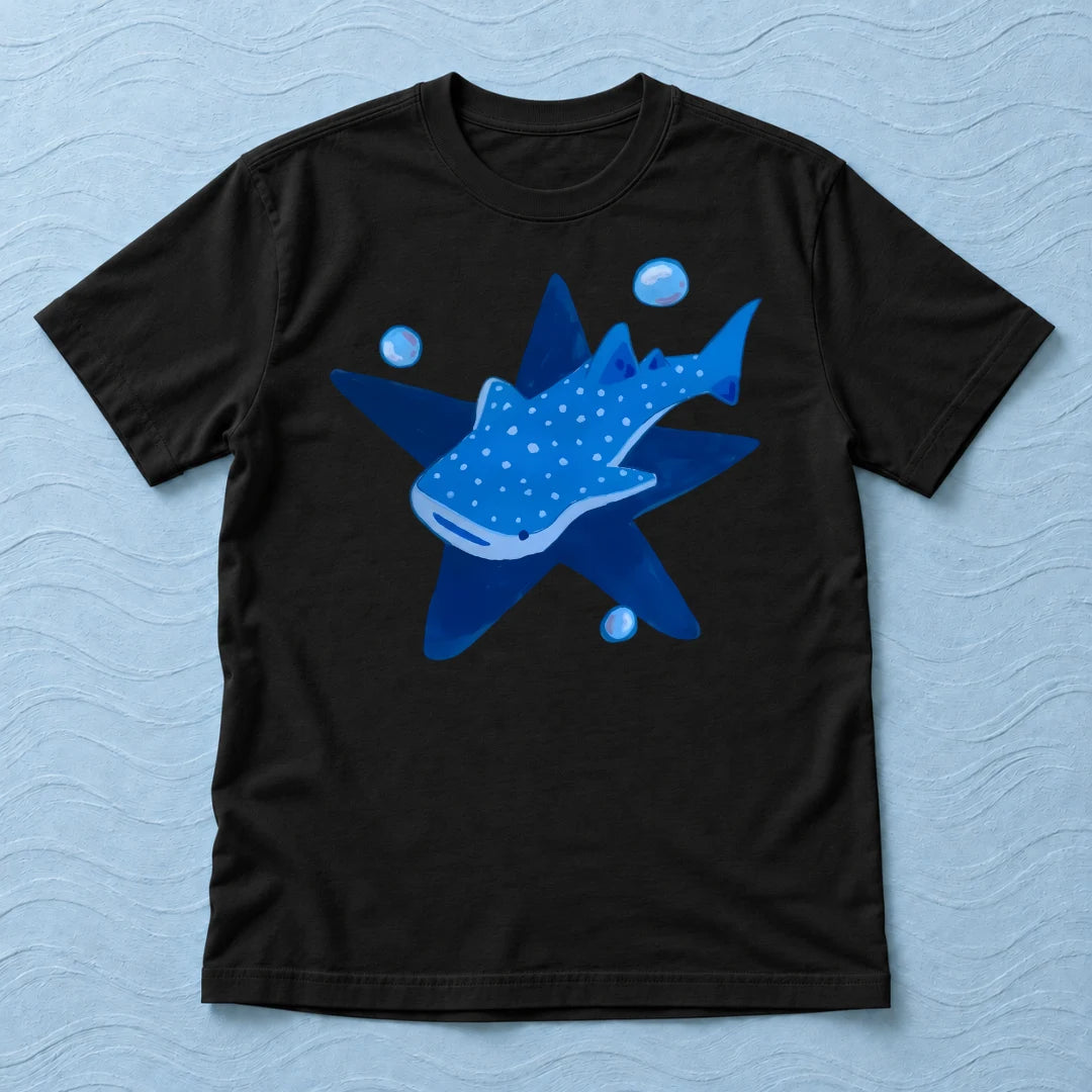 Camiseta Regular Tubarão-Baleia Preto 100% algodão — AquaShirt