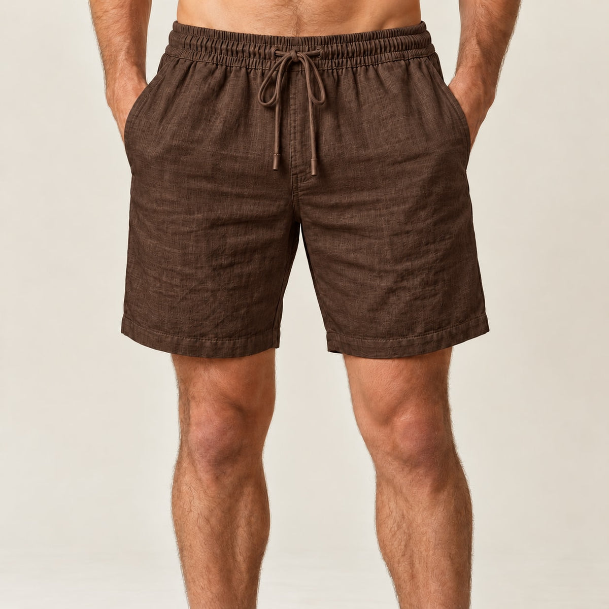 Short Linho e Algodão marrom