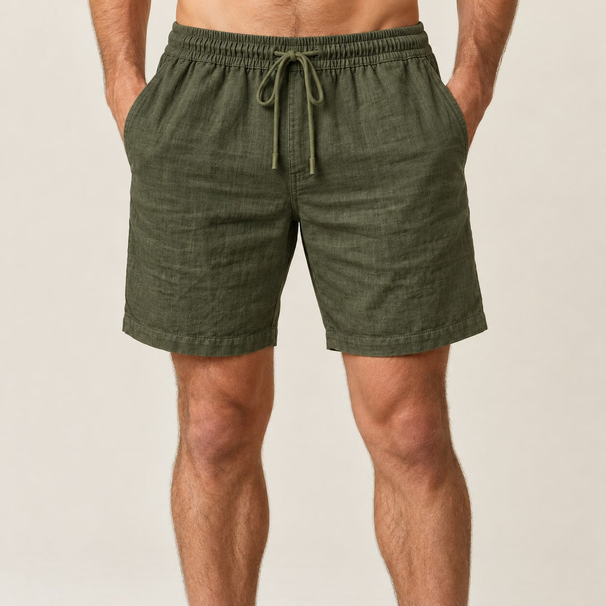 Short Linho e Algodão verde militar