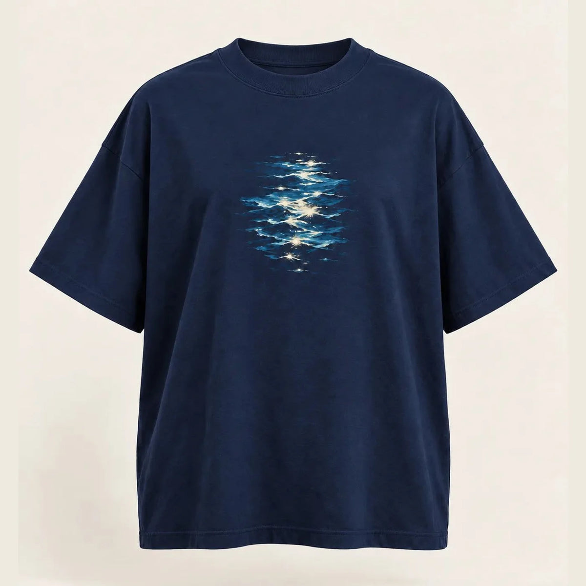 Camiseta Oversized Luz de Maré Azul Marinho 100% algodão — AquaShirt