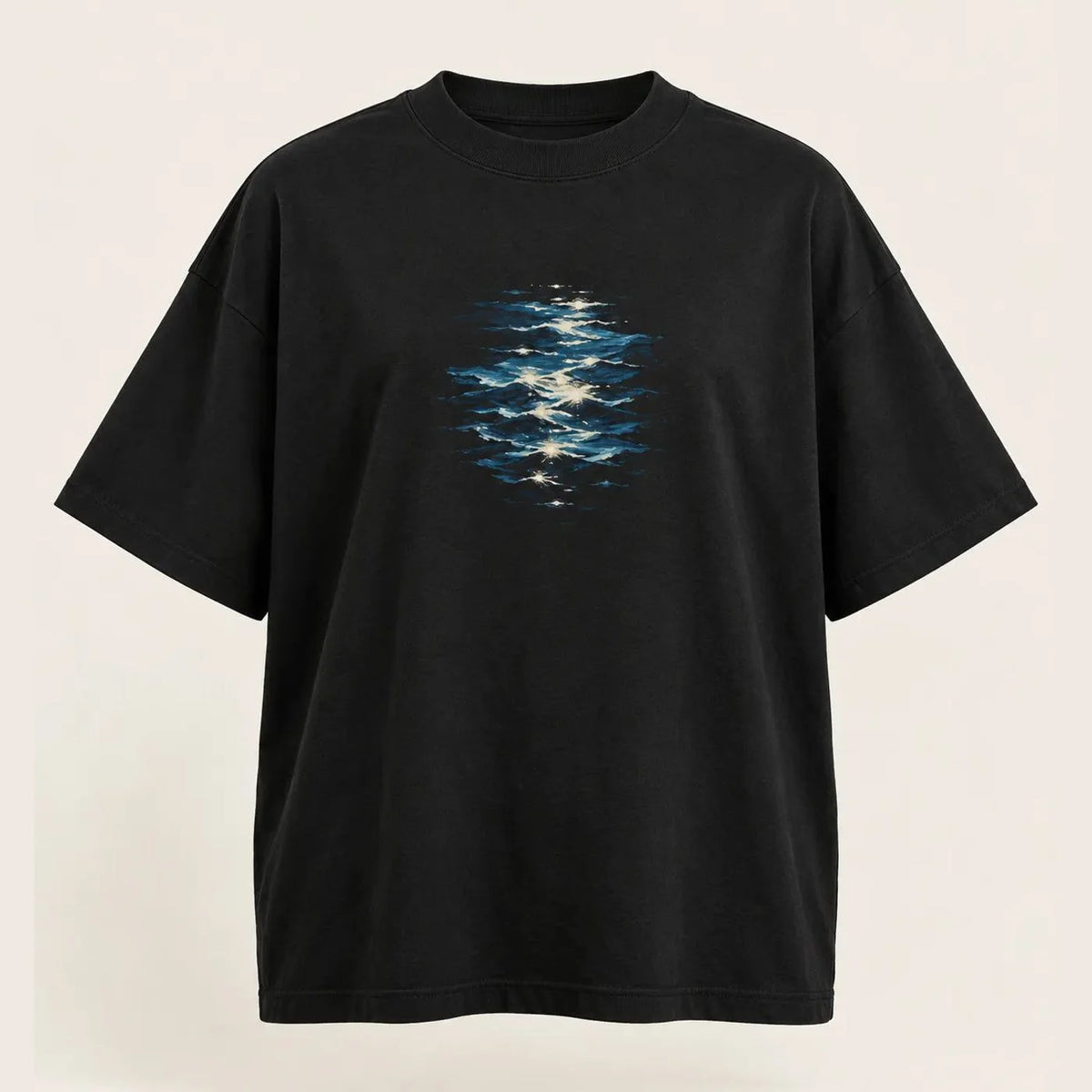 Camiseta Oversized Luz de Maré Preta 100% algodão — AquaShirt
