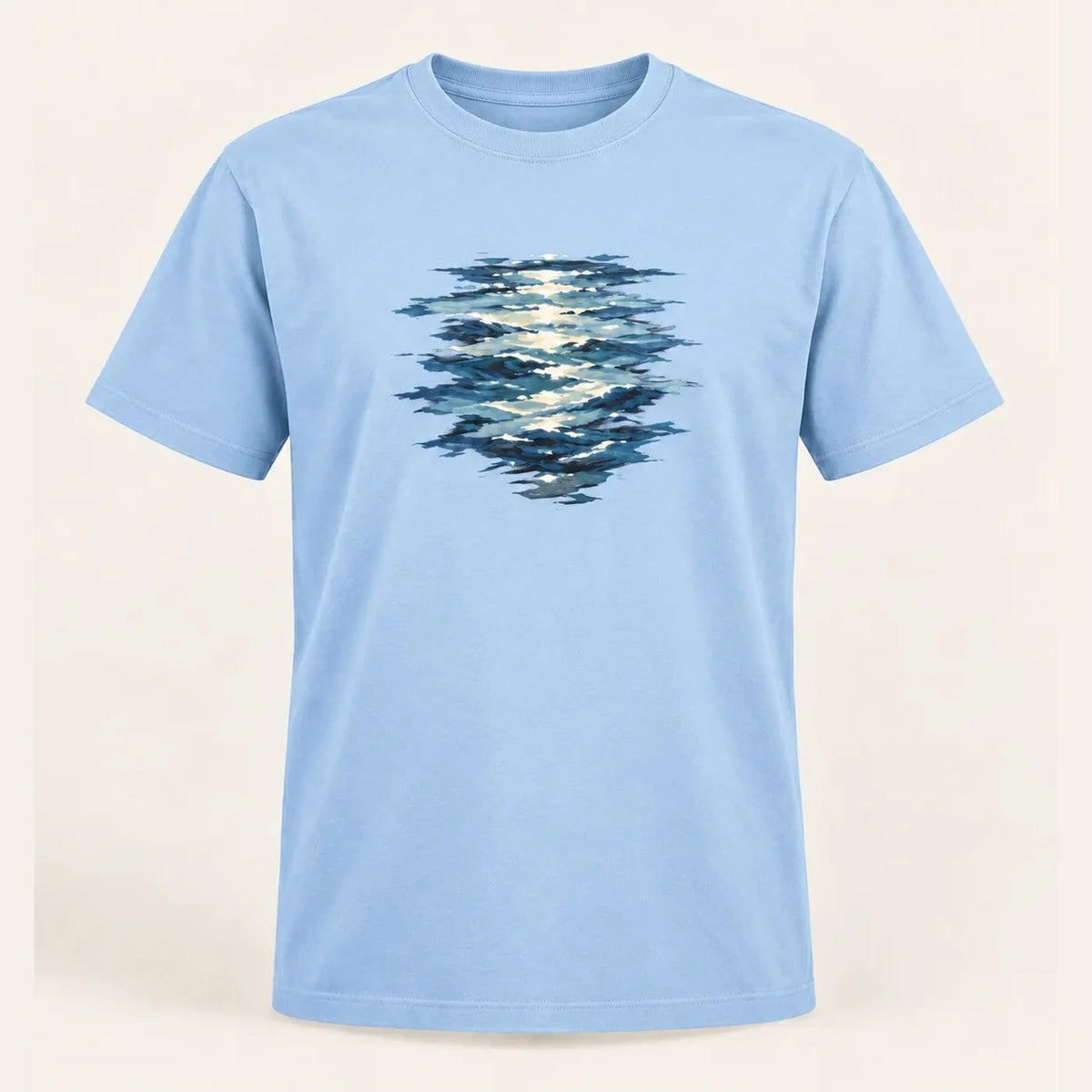 Camiseta Regular Luz de Maré Azul Bebê 100% algodão — AquaShirt