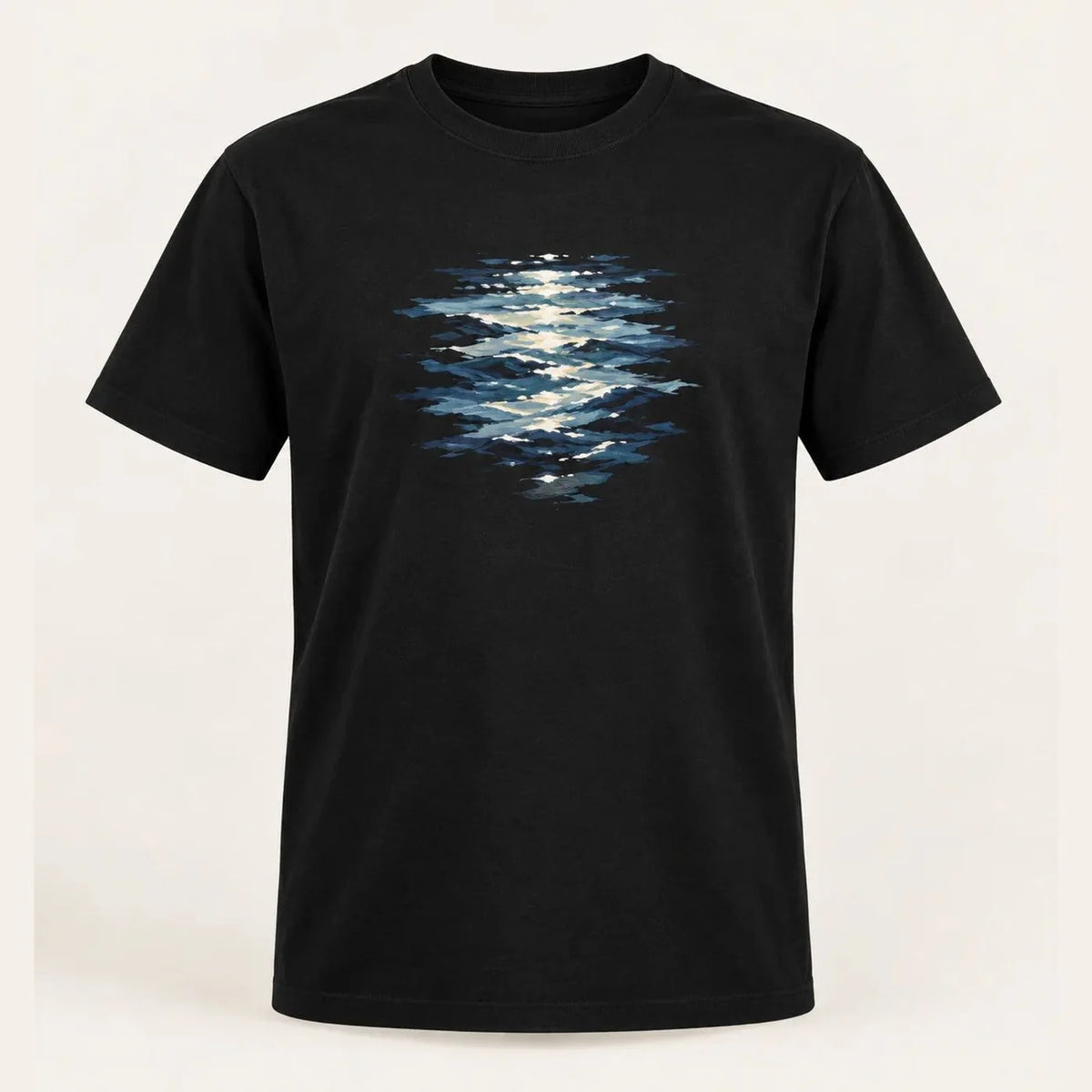 Camiseta Regular Luz de Maré Preta 100% algodão — AquaShirt